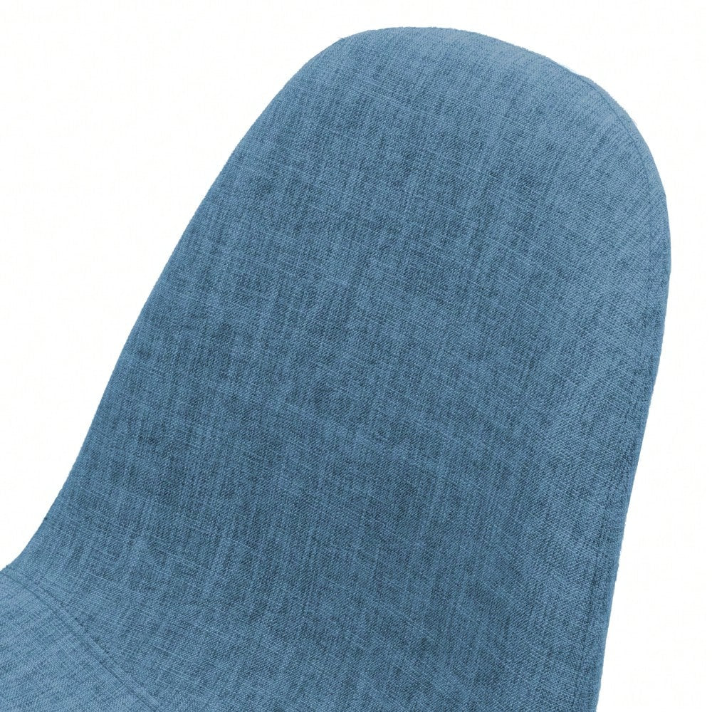 Fabric Upholstered Mid-Century Dining Chairs With Dark Walnut Finished Metal Legs - Set Of 2