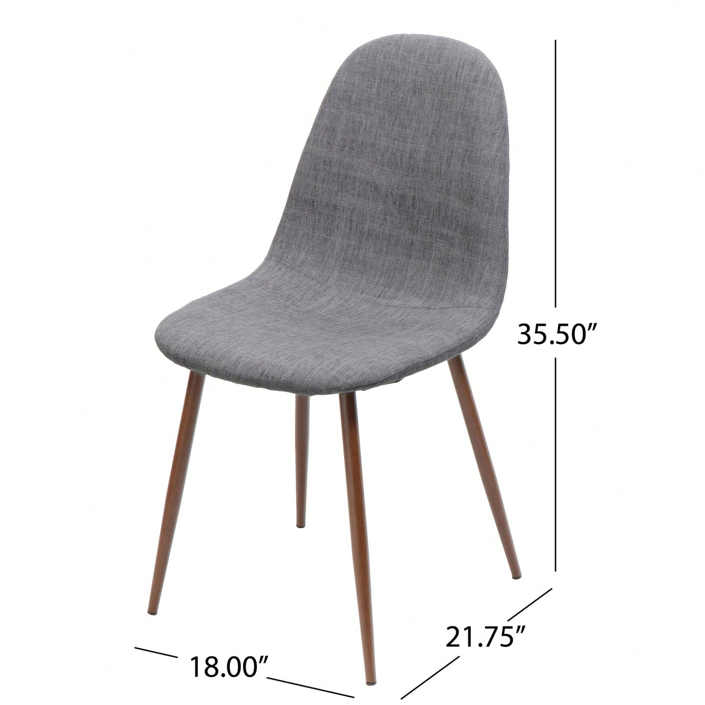 Fabric Upholstered Mid-Century Dining Chairs With Dark Walnut Finished Metal Legs - Set Of 2
