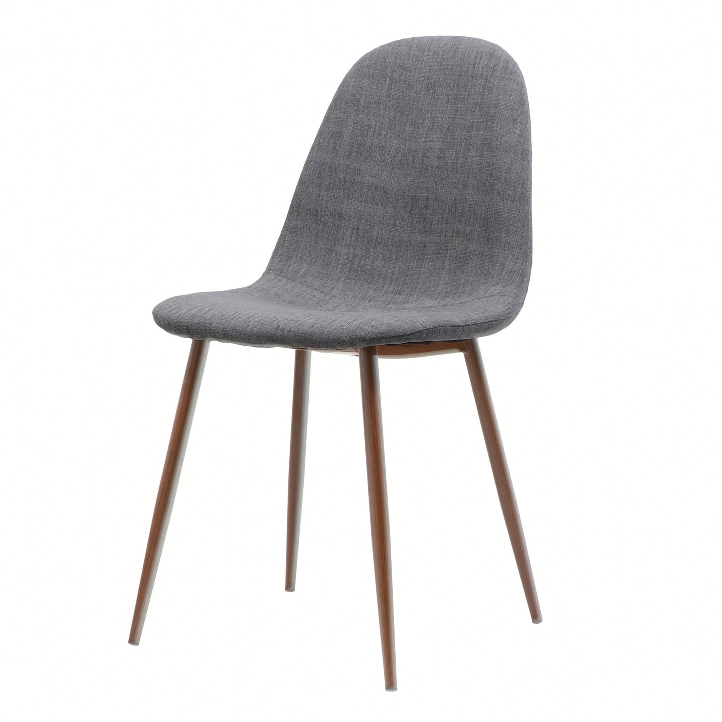 Fabric Upholstered Mid-Century Dining Chairs With Dark Walnut Finished Metal Legs - Set Of 2