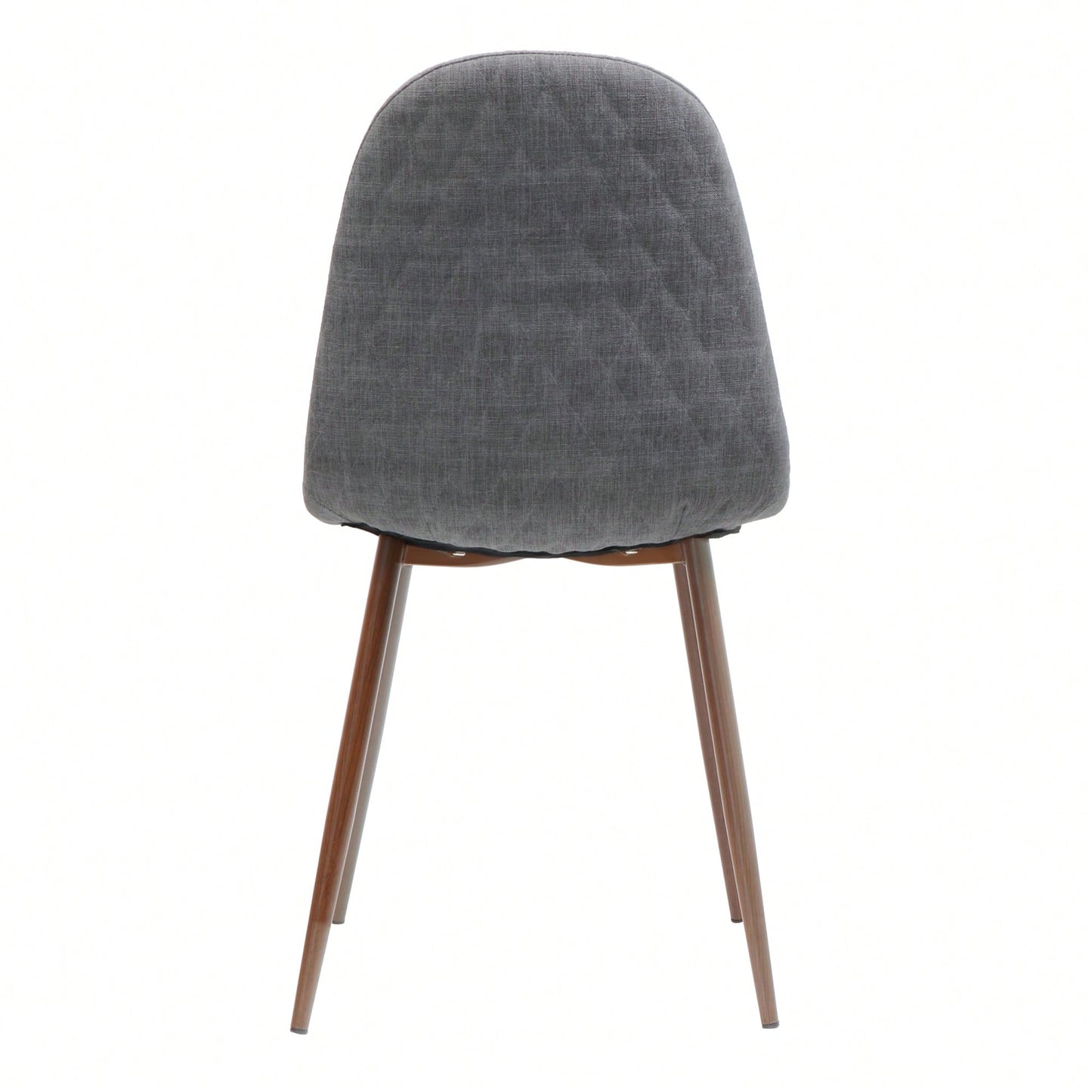 Fabric Upholstered Mid-Century Dining Chairs With Dark Walnut Finished Metal Legs - Set Of 2