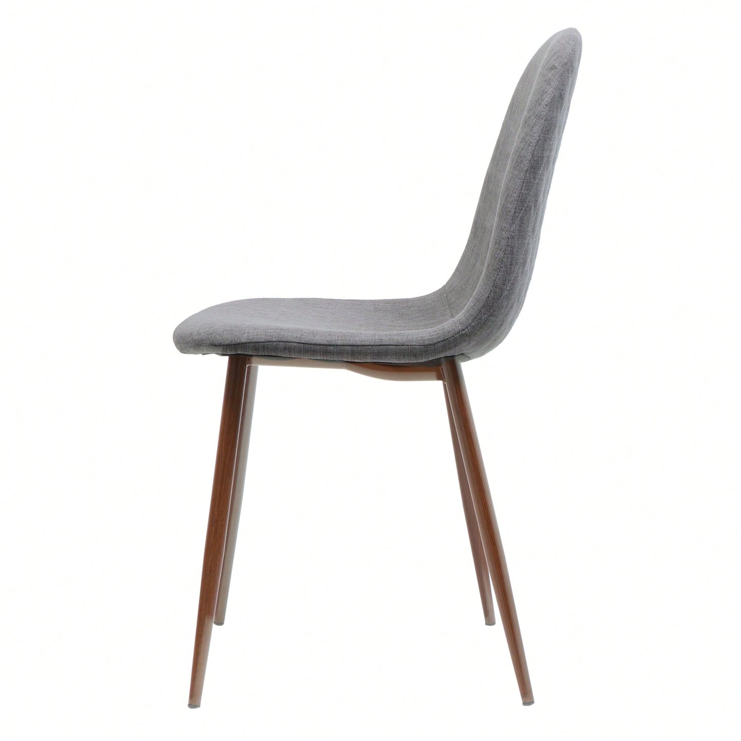 Fabric Upholstered Mid-Century Dining Chairs With Dark Walnut Finished Metal Legs - Set Of 2