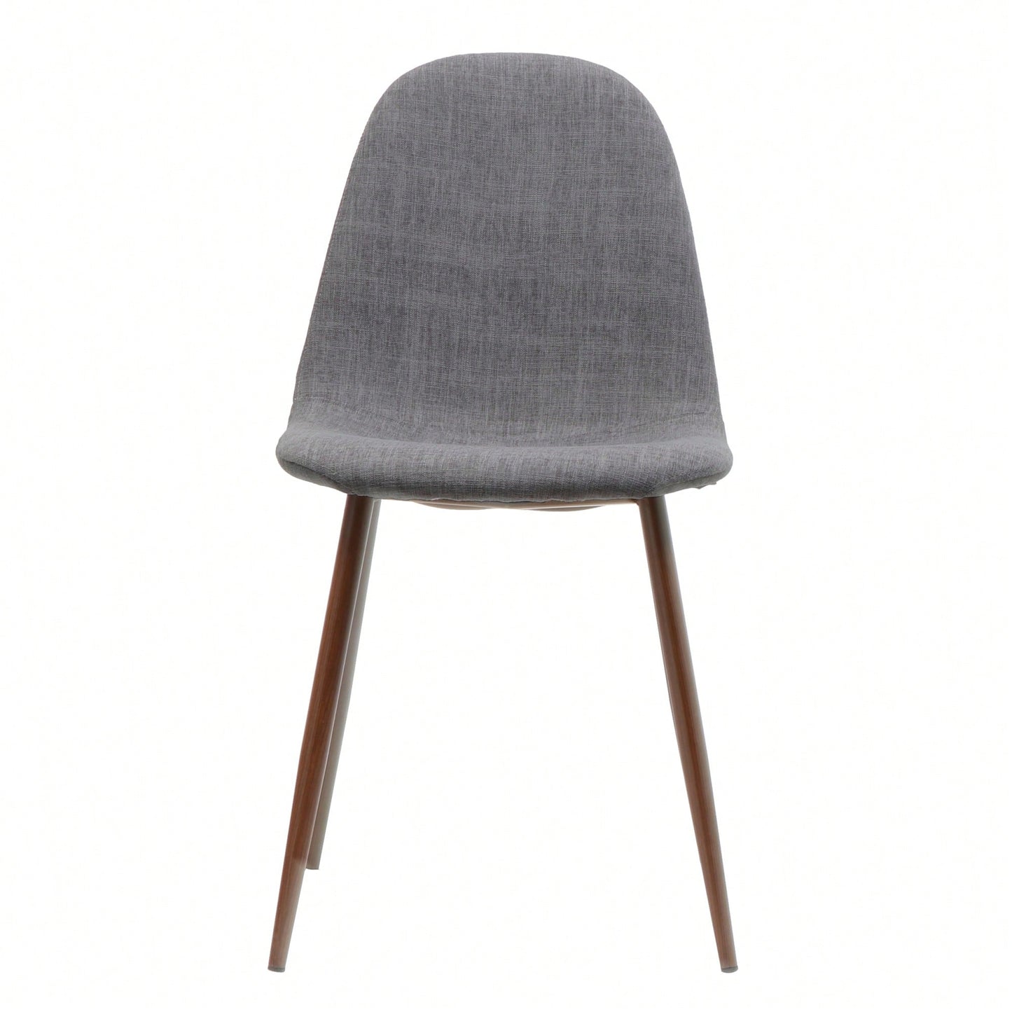 Fabric Upholstered Mid-Century Dining Chairs With Dark Walnut Finished Metal Legs - Set Of 2