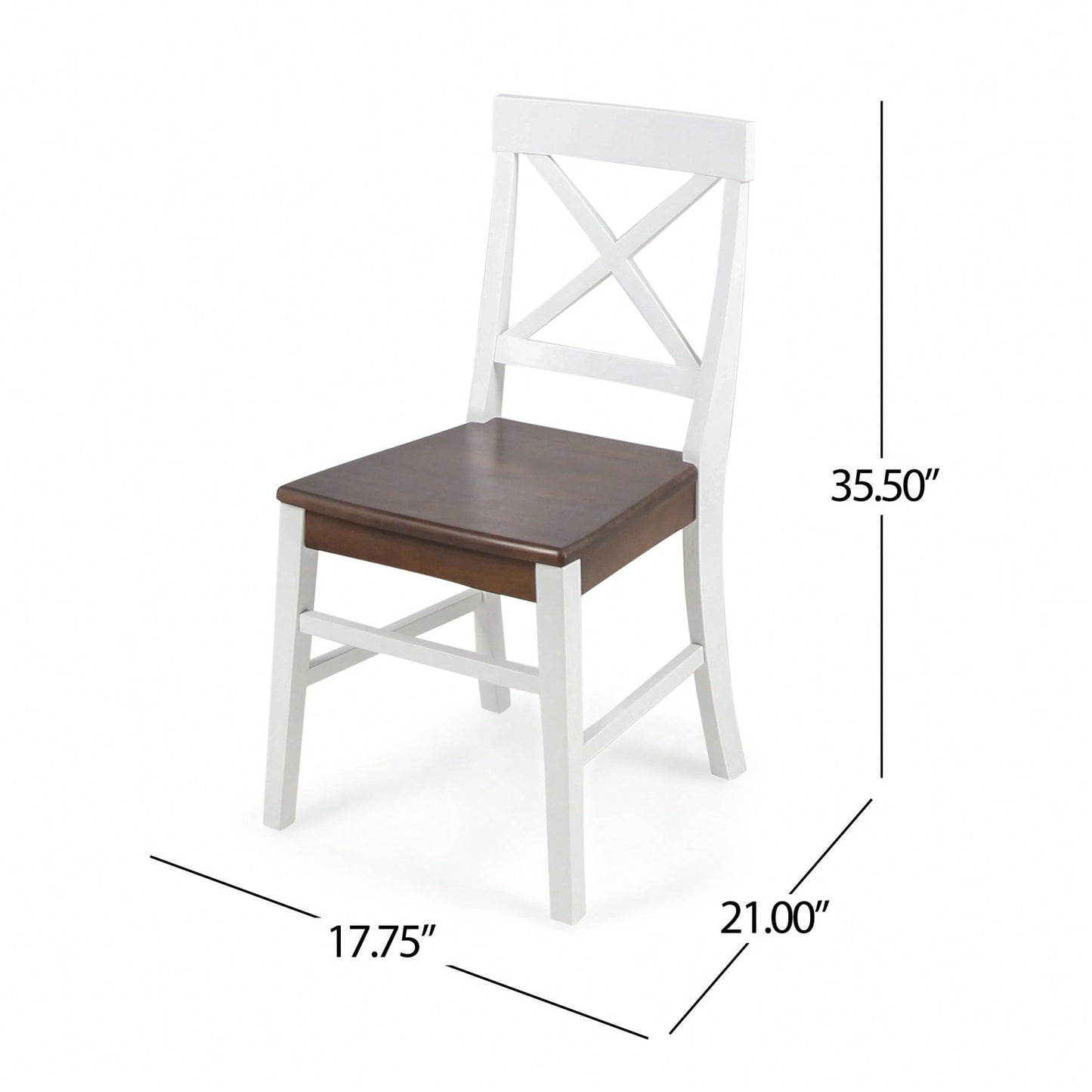 Set Of 2 White Acacia Wood Dining Chairs For Elegant Home Decor