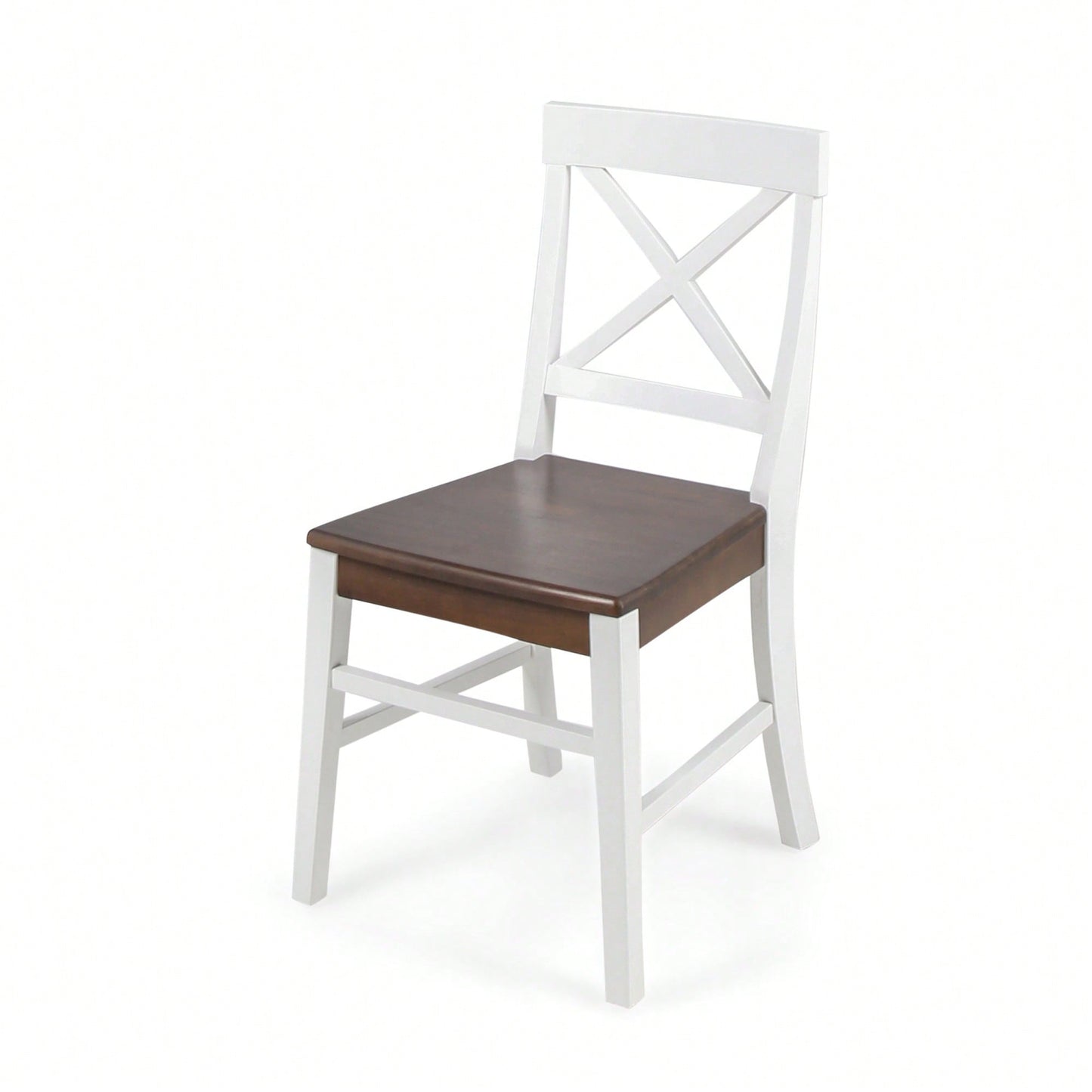 Set Of 2 White Acacia Wood Dining Chairs For Elegant Home Decor