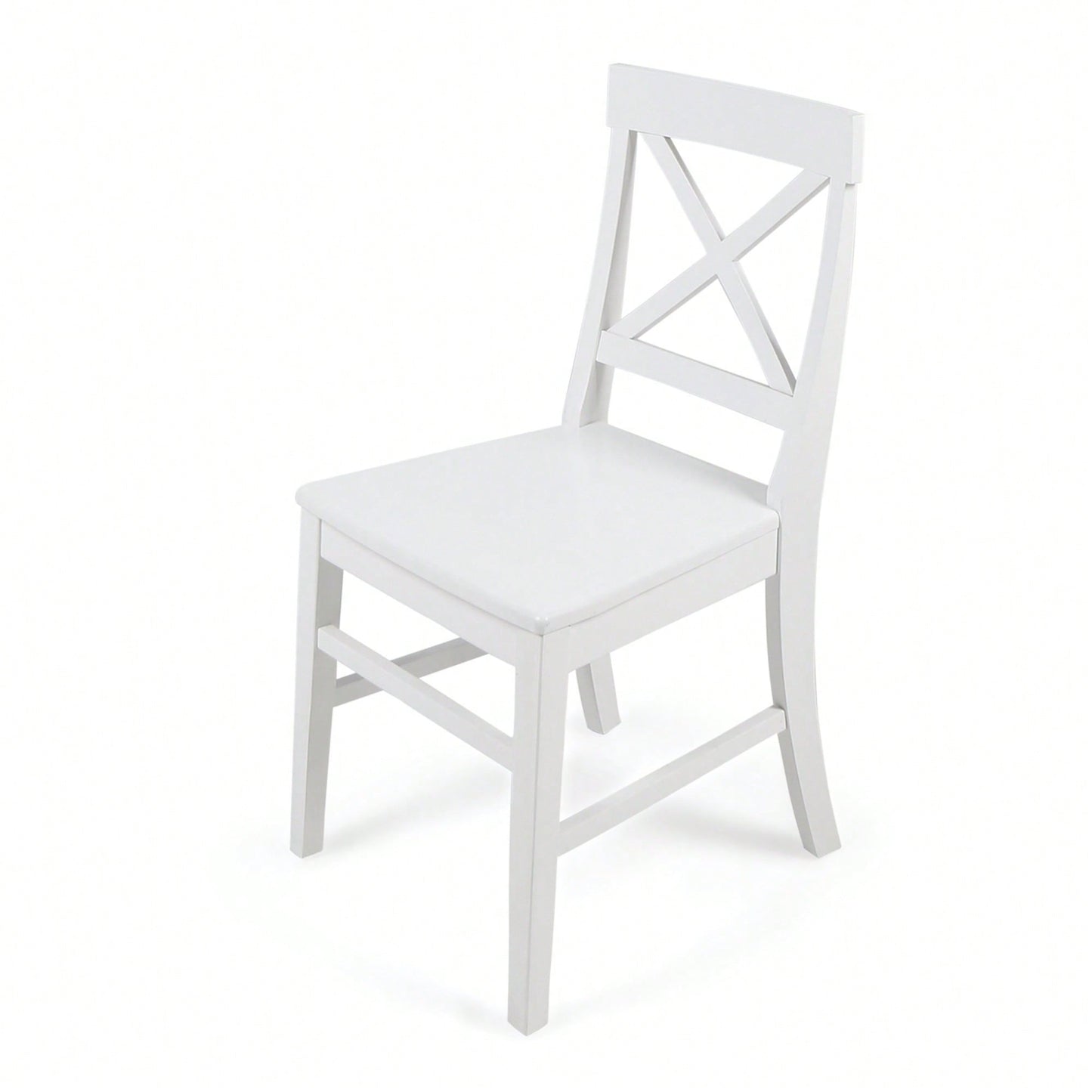 Set Of 2 White Acacia Wood Dining Chairs For Elegant Home Decor