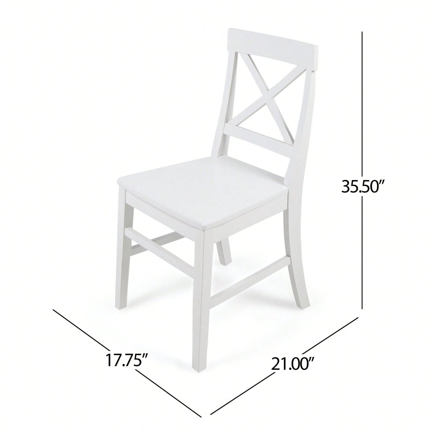 Set Of 2 White Acacia Wood Dining Chairs For Elegant Home Decor