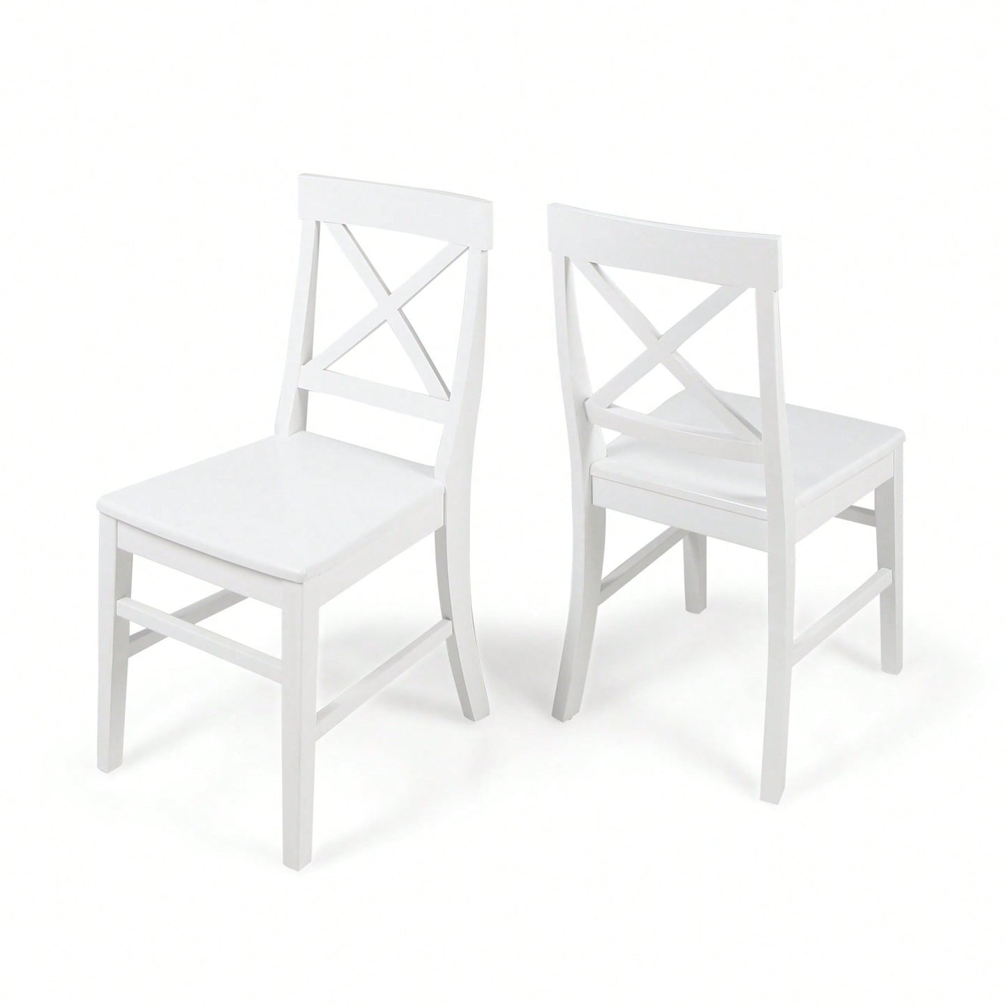 Set Of 2 White Acacia Wood Dining Chairs For Elegant Home Decor