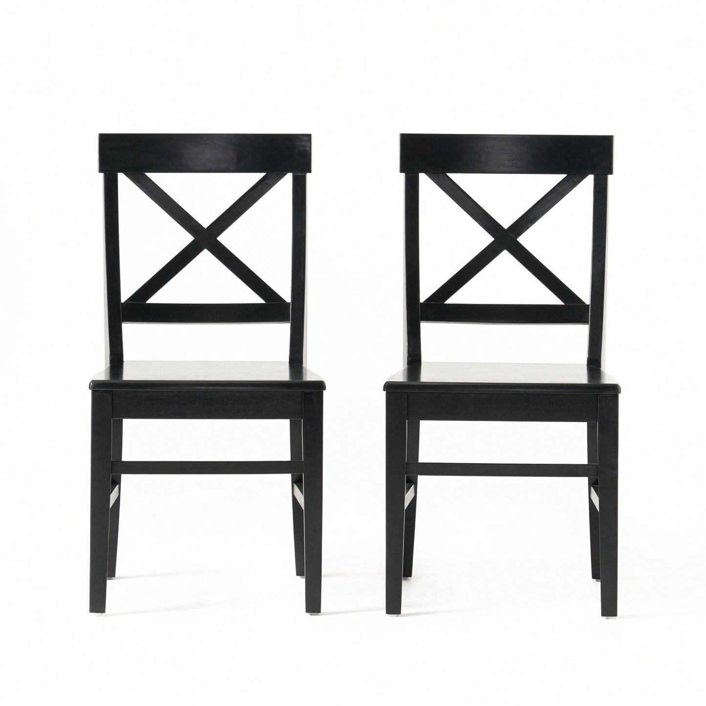 Set Of 2 White Acacia Wood Dining Chairs For Elegant Home Decor