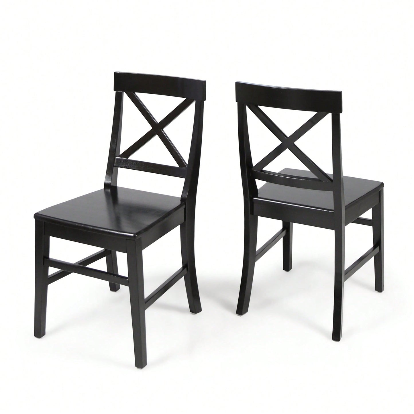 Set Of 2 White Acacia Wood Dining Chairs For Elegant Home Decor
