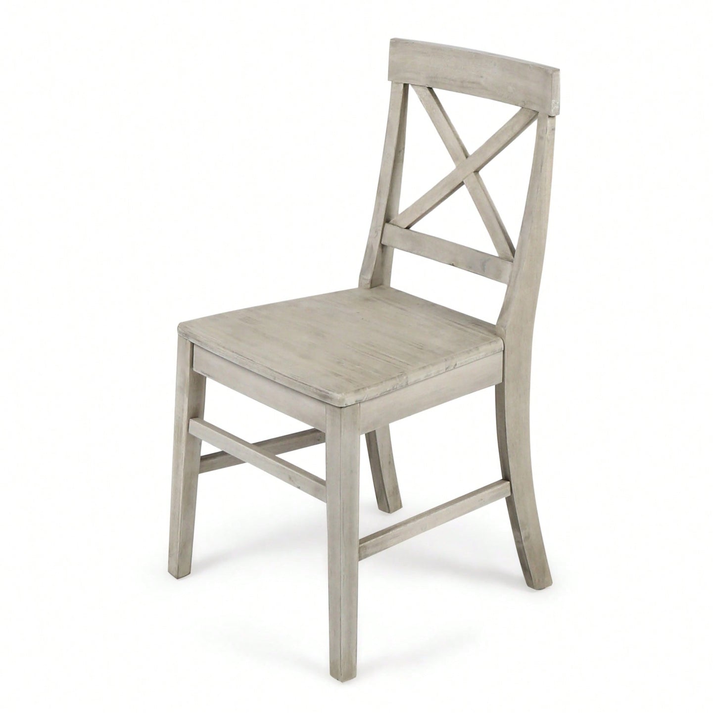 Set Of 2 White Acacia Wood Dining Chairs For Elegant Home Decor