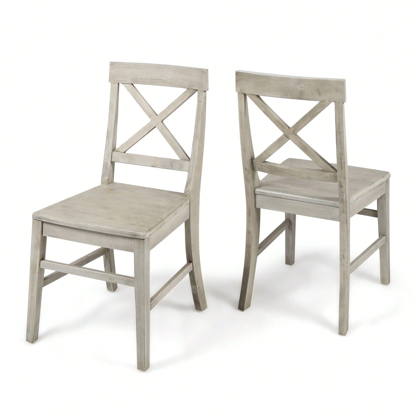 Set Of 2 White Acacia Wood Dining Chairs For Elegant Home Decor