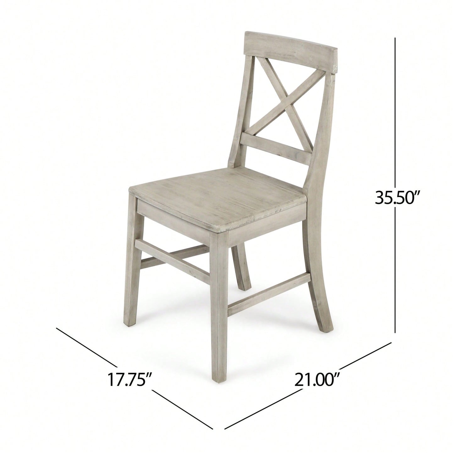 Set Of 2 White Acacia Wood Dining Chairs For Elegant Home Decor