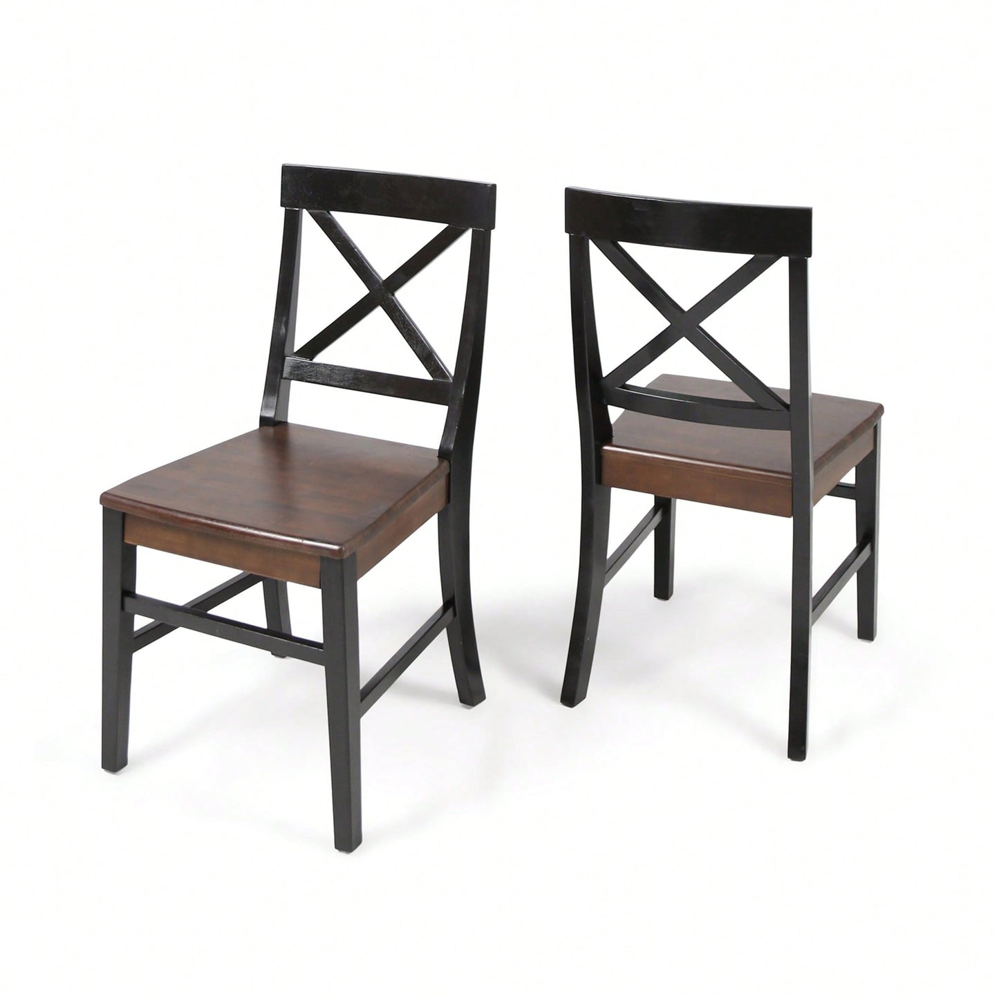 Set Of 2 White Acacia Wood Dining Chairs For Elegant Home Decor