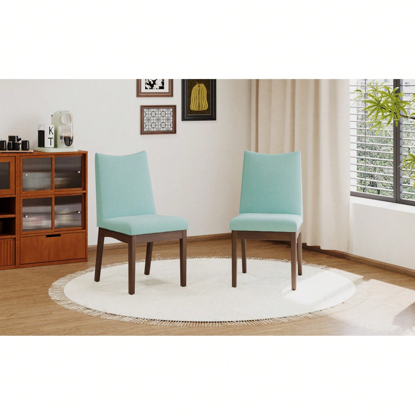 Elegant Set Of 2 Dining Chairs With Comfortable Upholstery And Modern Design For Home Or Office Use