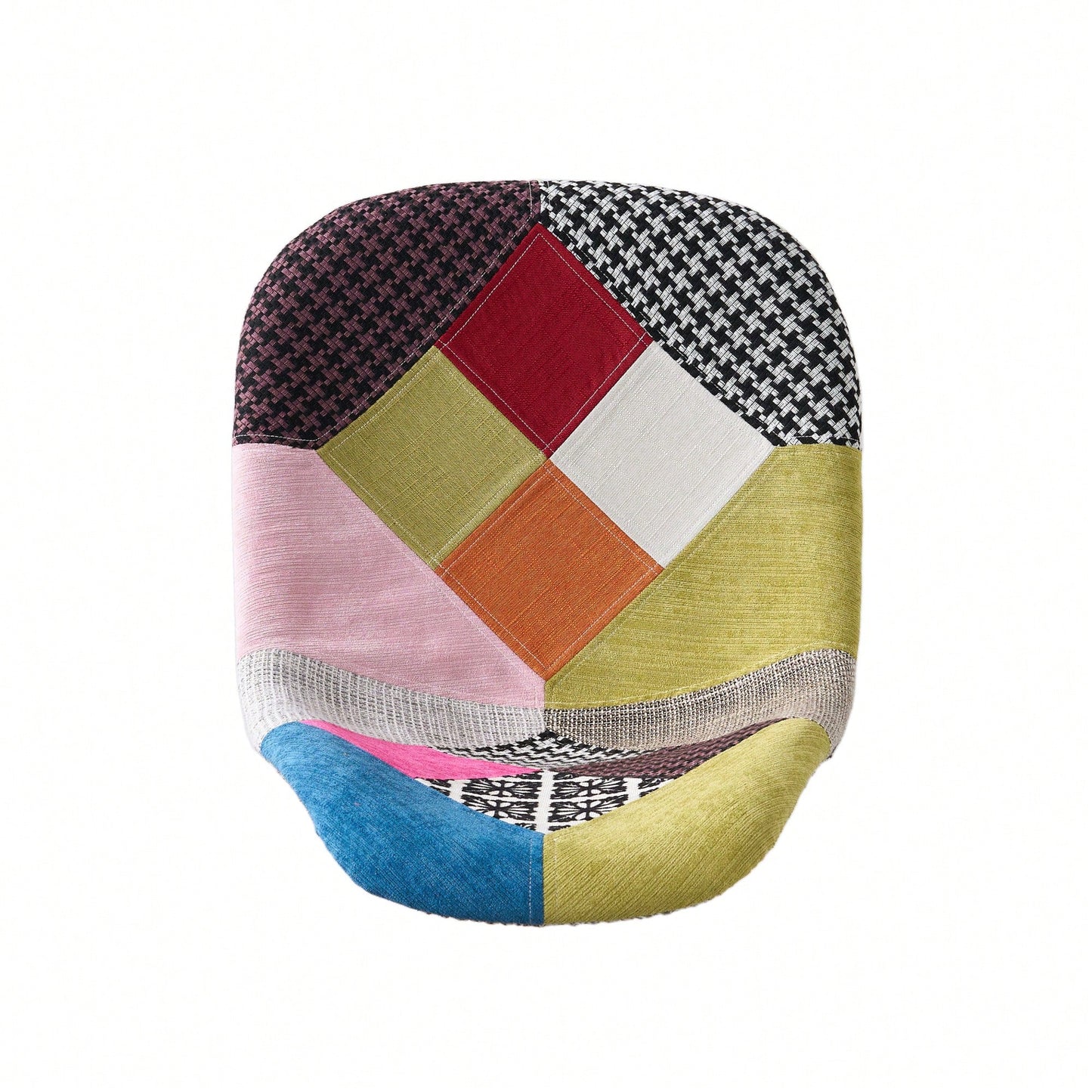 Bohemian Style Patchwork Accent Chair With Chromed Legs And Geometric Pattern Set Of 2