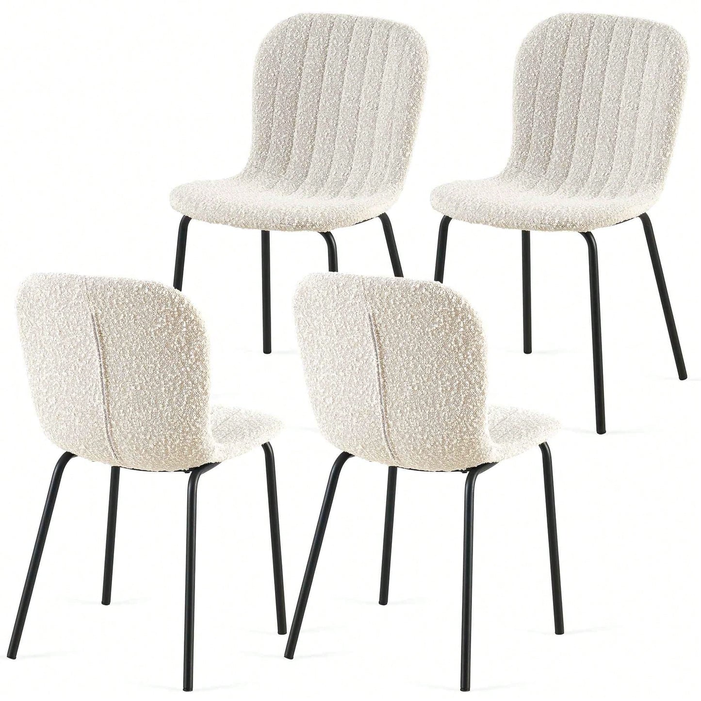 Set Of 4 Dark Grey Mid-Century Modern Faux Leather Dining Chairs For Kitchen And Dining Room