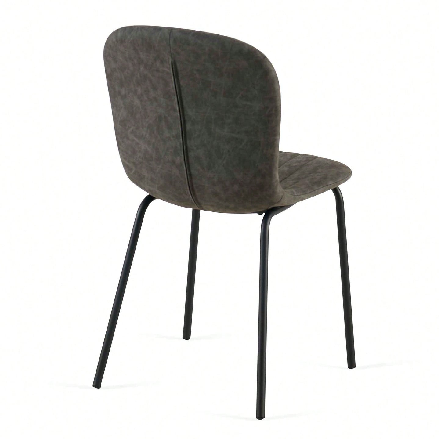 Set Of 4 Dark Grey Mid-Century Modern Faux Leather Dining Chairs For Kitchen And Dining Room