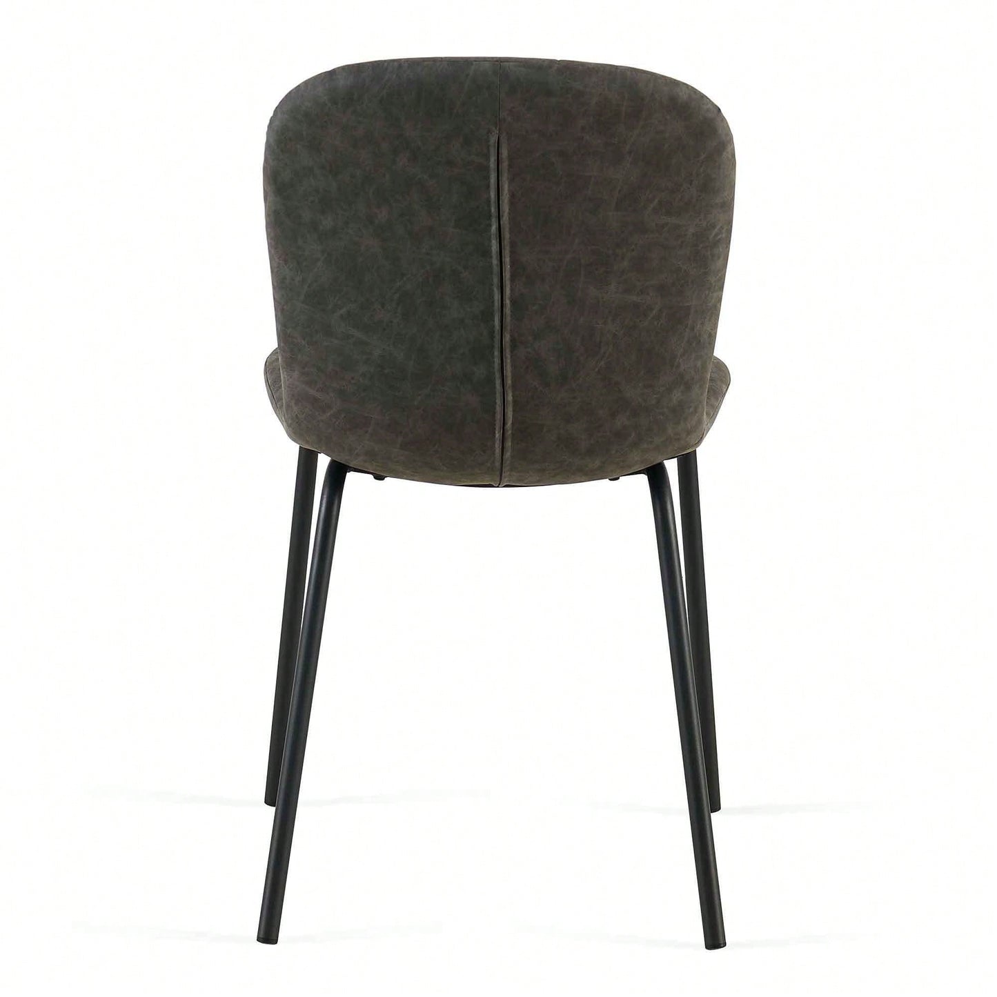 Set Of 4 Dark Grey Mid-Century Modern Faux Leather Dining Chairs For Kitchen And Dining Room