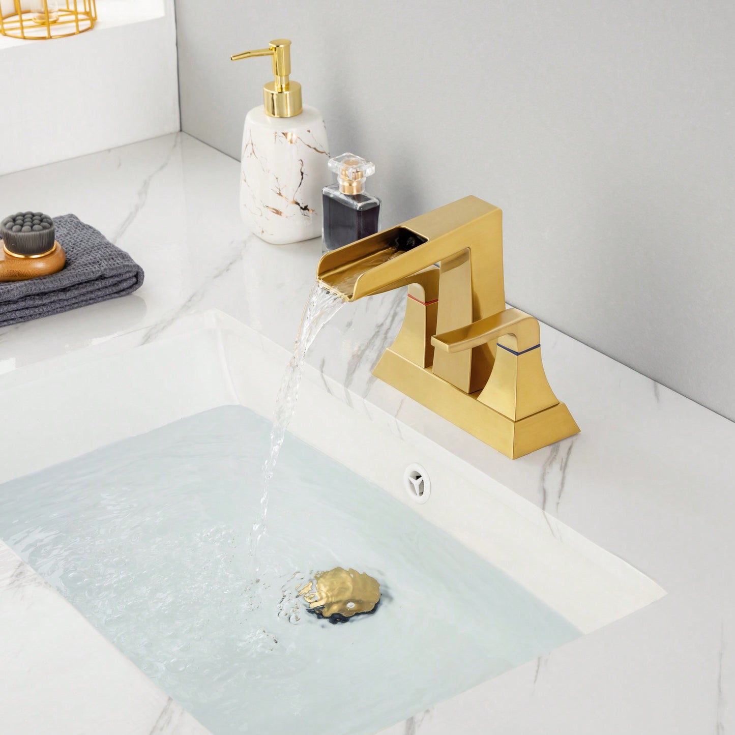 Brushed Gold Widespread Bathroom Sink Faucet With Elegant Design And Easy Installation