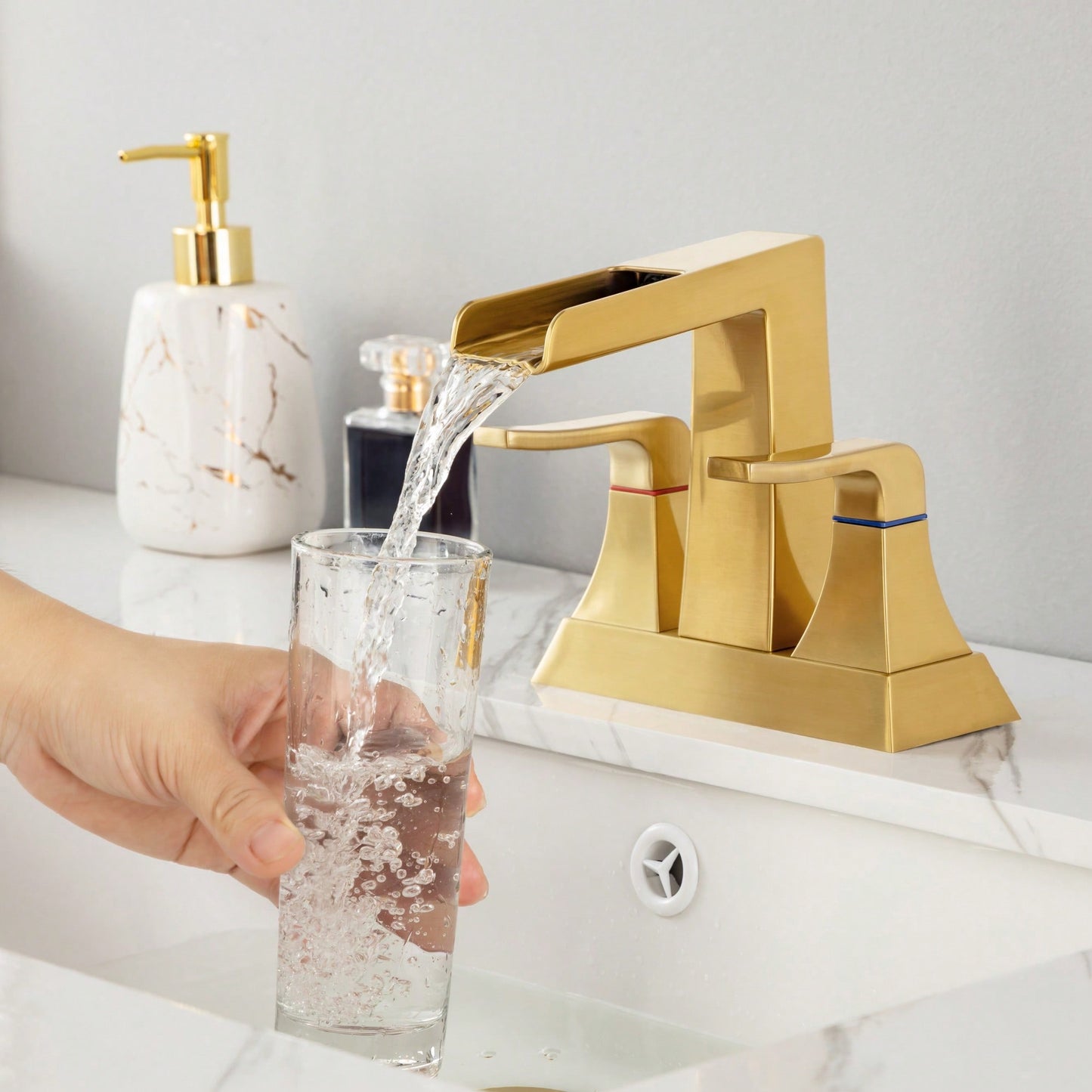 Brushed Gold Widespread Bathroom Sink Faucet With Elegant Design And Easy Installation