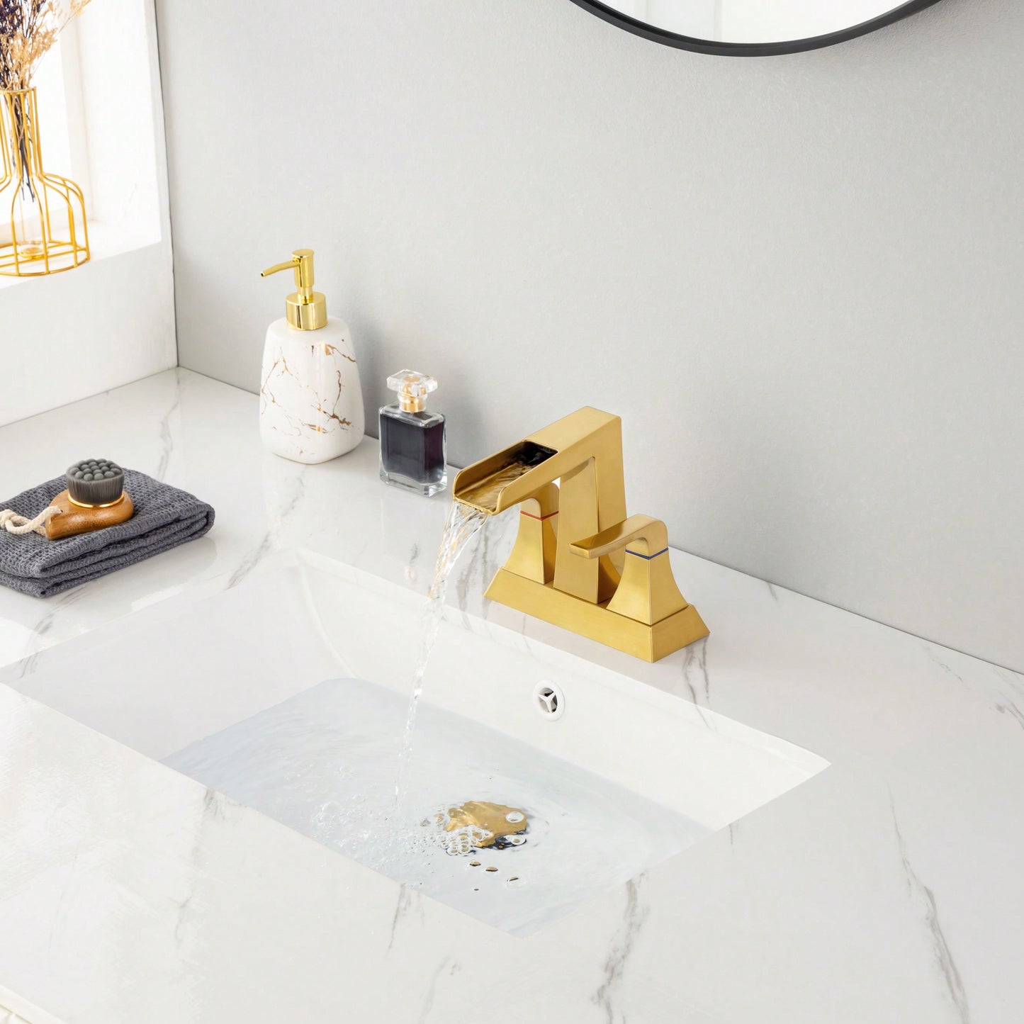 Brushed Gold Widespread Bathroom Sink Faucet With Elegant Design And Easy Installation