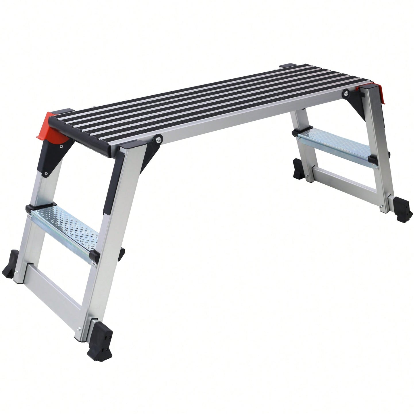 Heavy-Duty Aluminum Folding Work Bench And Stool Ladder With Non-Slip Surface 330lbs Capacity