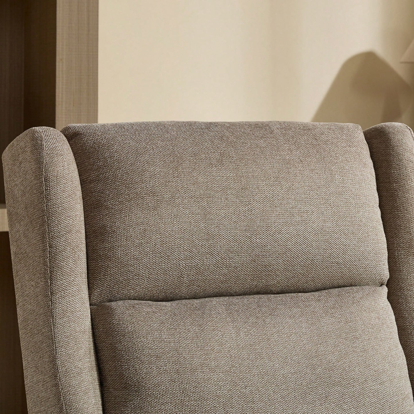 Beige High Back Upholstered Accent Chair For Living Room Bedroom Office Modern Club Armchair With Wood Legs