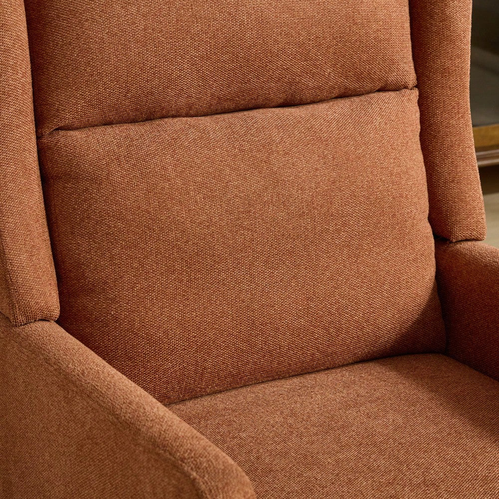 Beige High Back Upholstered Accent Chair For Living Room Bedroom Office Modern Club Armchair With Wood Legs