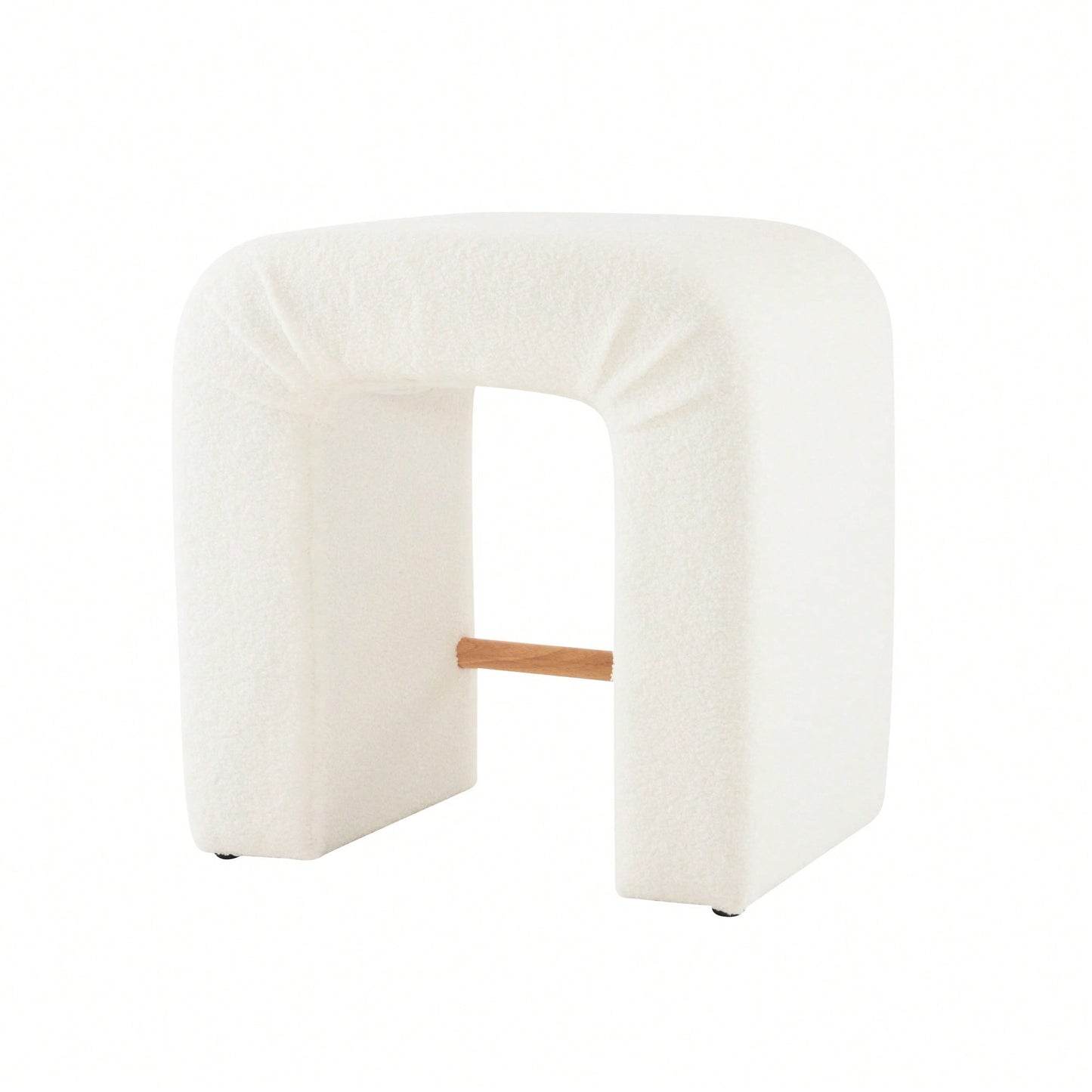 Set Of 2 Cream Boucle Stools For Kitchen Island Dining Chairs 24 Inch Height