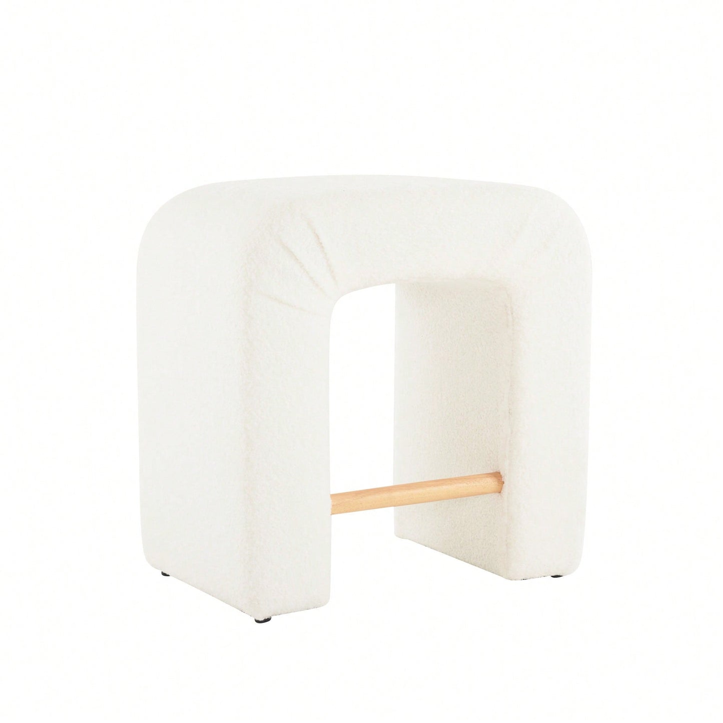 Set Of 2 Cream Boucle Stools For Kitchen Island Dining Chairs 24 Inch Height