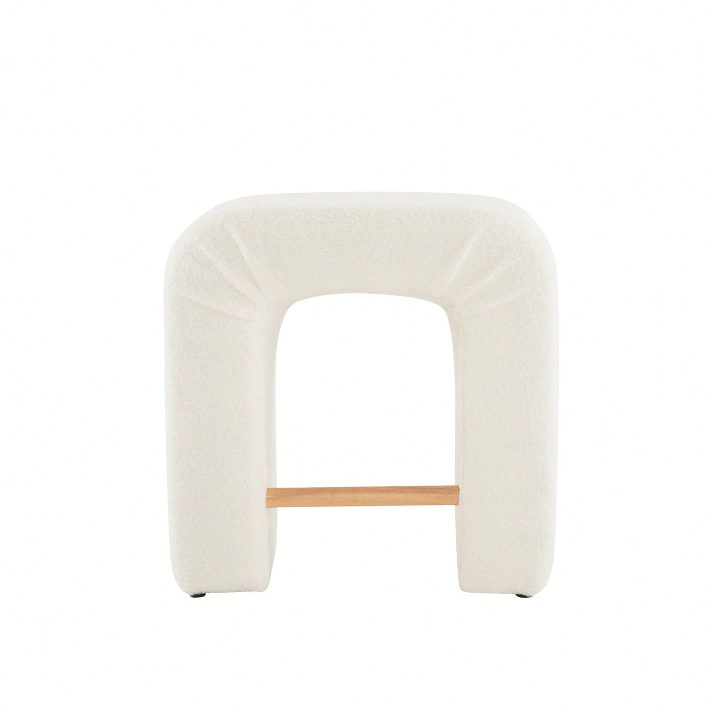 Set Of 2 Cream Boucle Stools For Kitchen Island Dining Chairs 24 Inch Height