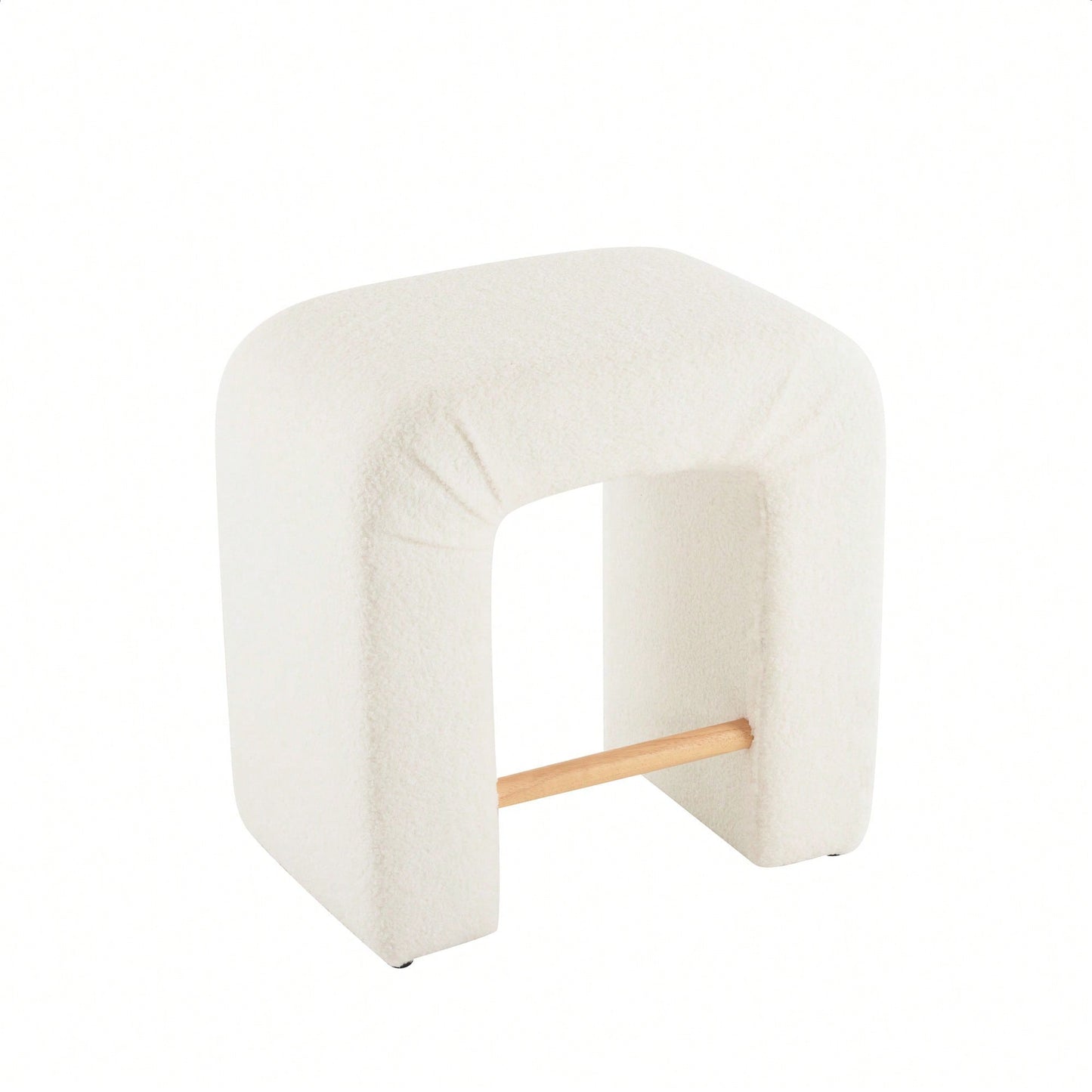 Set Of 2 Cream Boucle Stools For Kitchen Island Dining Chairs 24 Inch Height