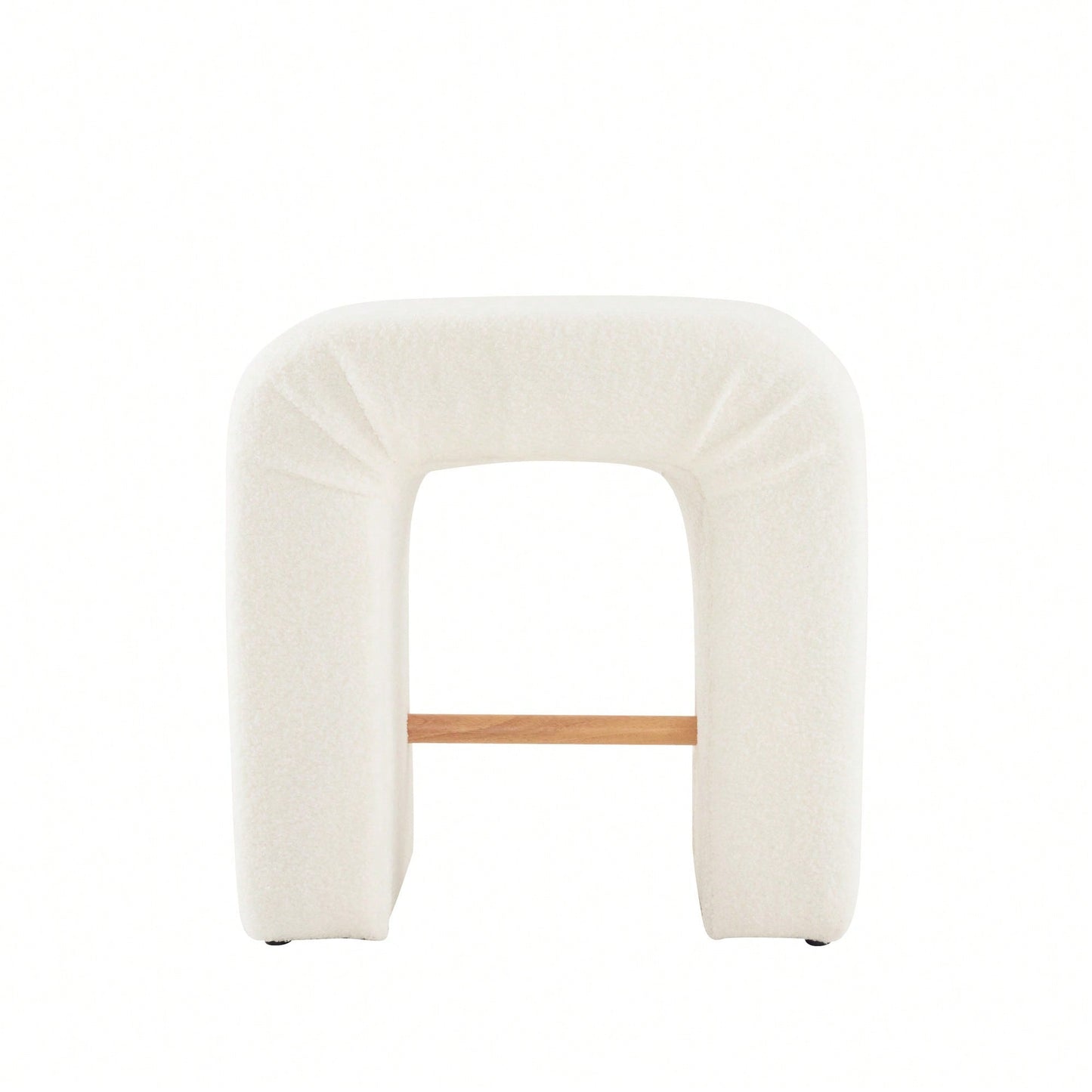 Set Of 2 Cream Boucle Stools For Kitchen Island Dining Chairs 24 Inch Height
