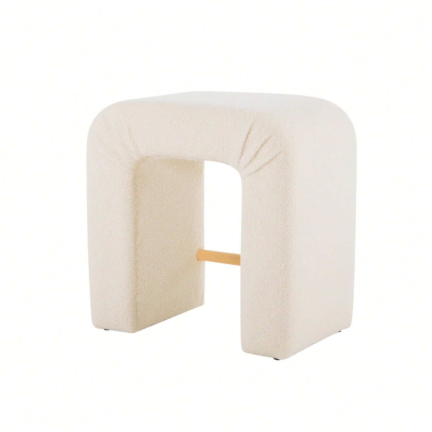Set Of 2 Cream Boucle Stools For Kitchen Island Dining Chairs 24 Inch Height