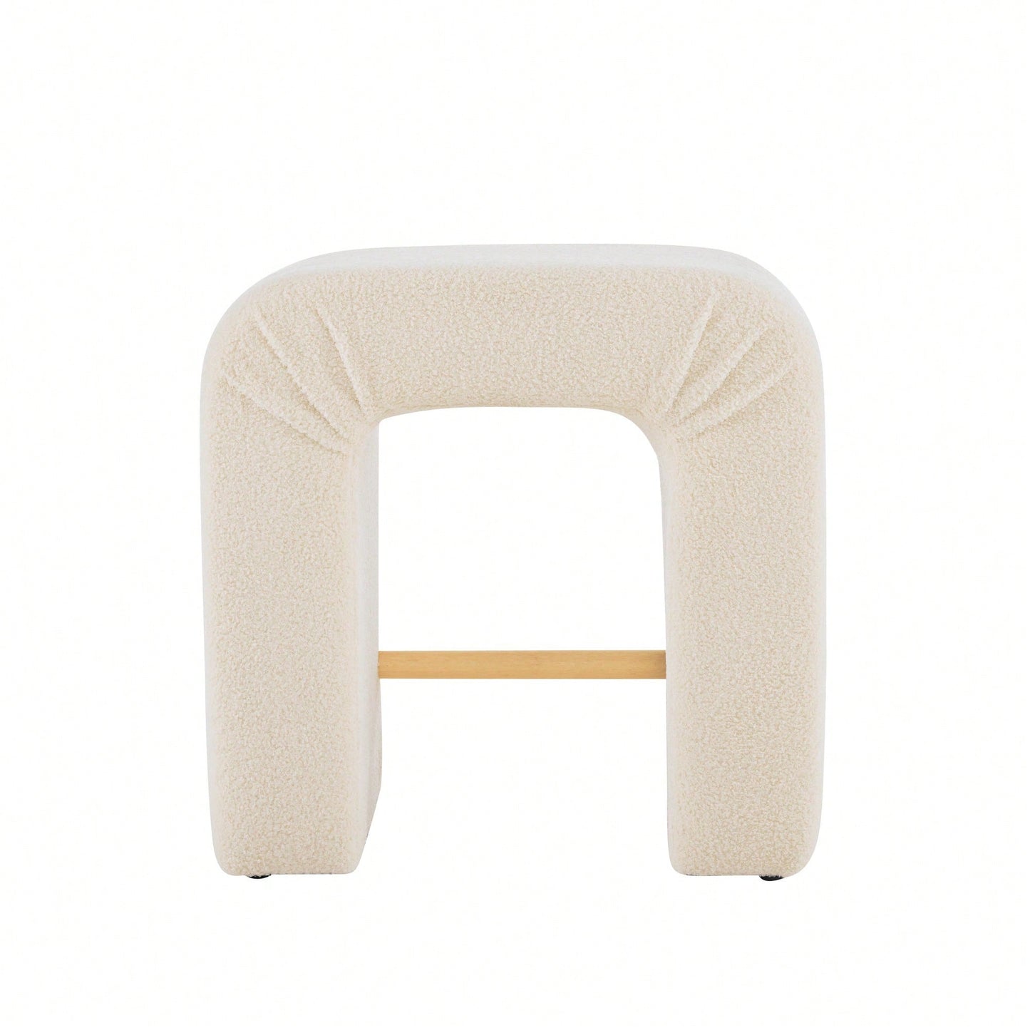 Set Of 2 Cream Boucle Stools For Kitchen Island Dining Chairs 24 Inch Height