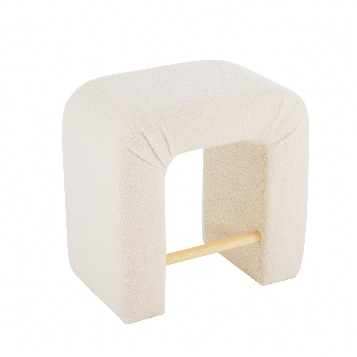 Set Of 2 Cream Boucle Stools For Kitchen Island Dining Chairs 24 Inch Height