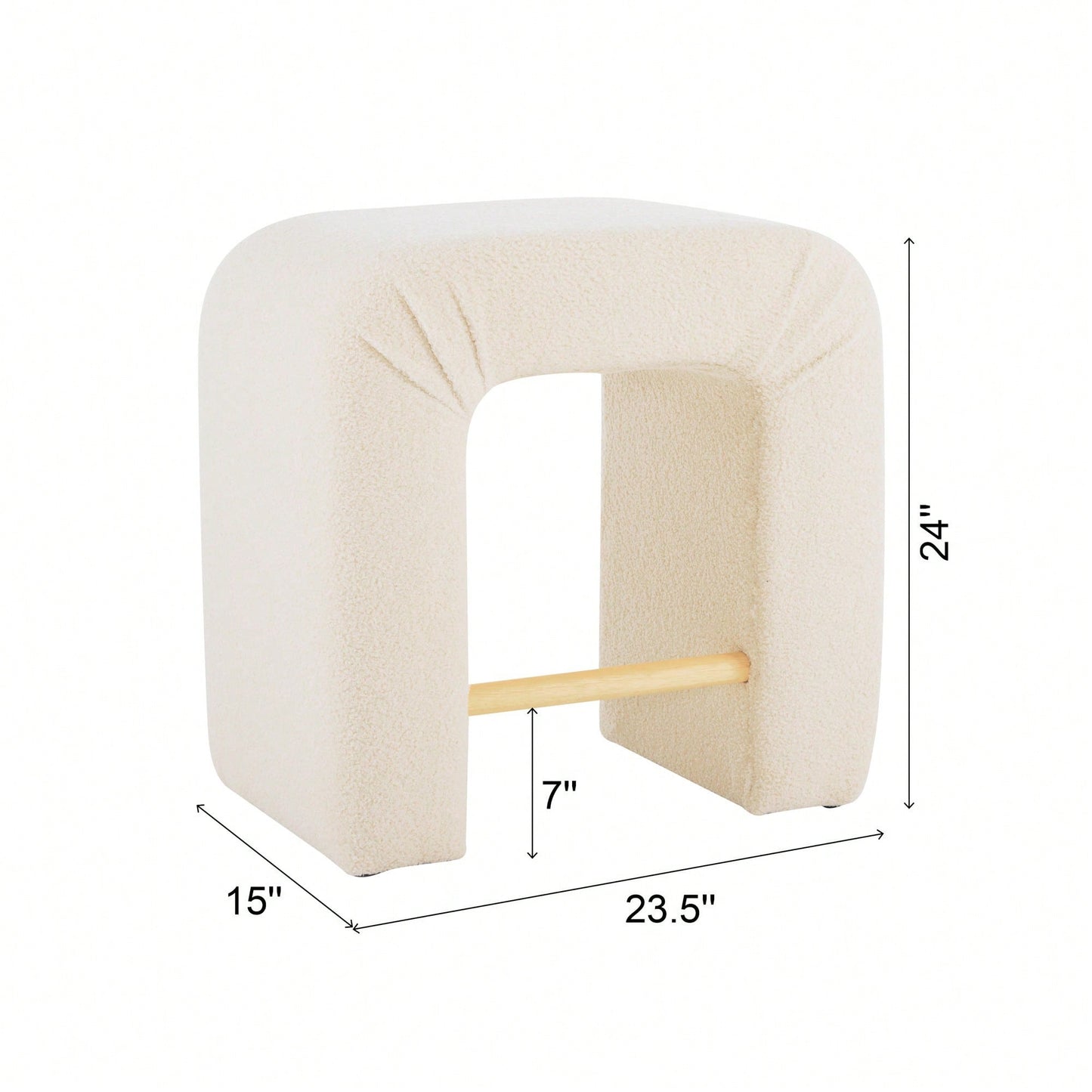 Set Of 2 Cream Boucle Stools For Kitchen Island Dining Chairs 24 Inch Height