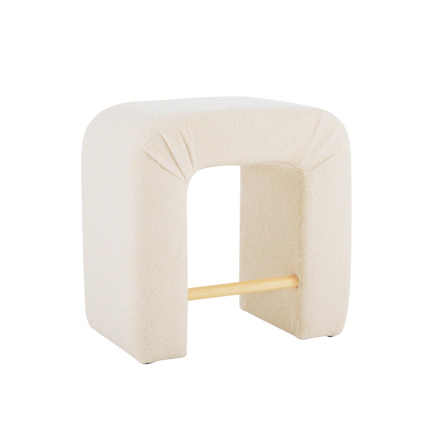 Set Of 2 Cream Boucle Stools For Kitchen Island Dining Chairs 24 Inch Height