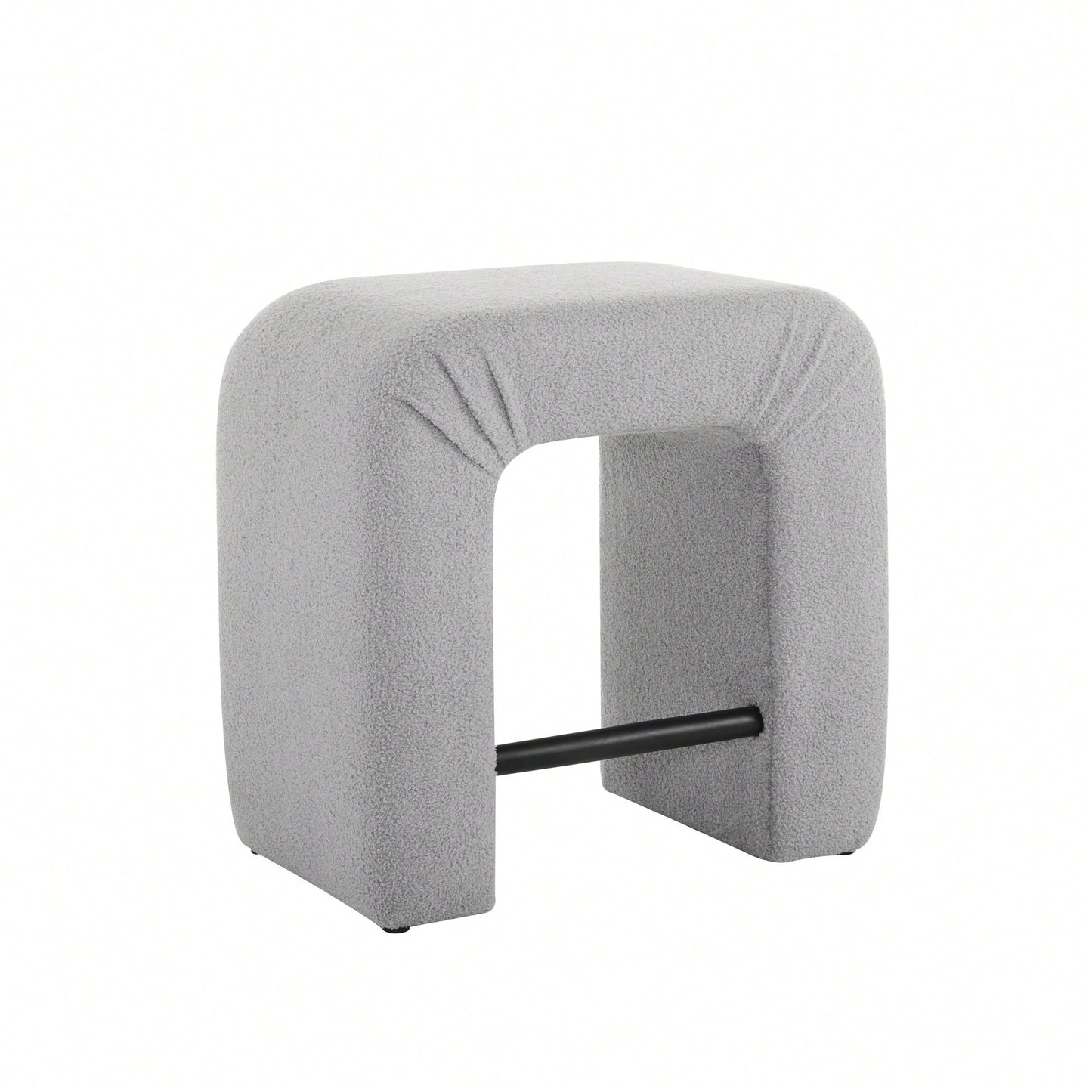 Set Of 2 Cream Boucle Stools For Kitchen Island Dining Chairs 24 Inch Height