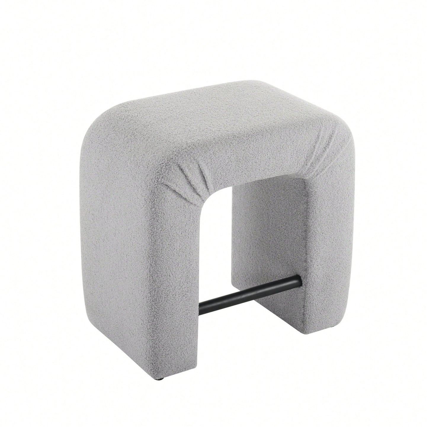 Set Of 2 Cream Boucle Stools For Kitchen Island Dining Chairs 24 Inch Height