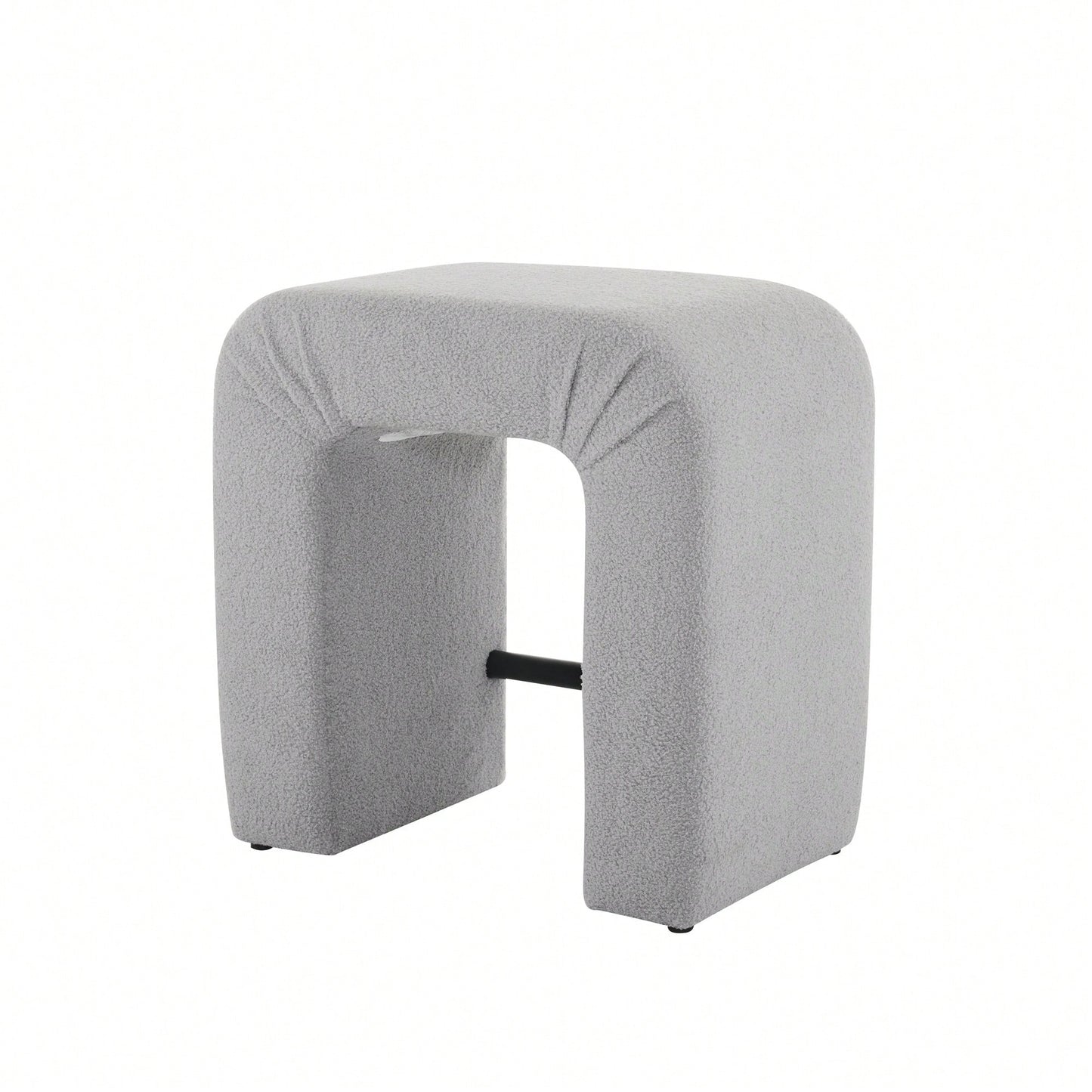 Set Of 2 Cream Boucle Stools For Kitchen Island Dining Chairs 24 Inch Height