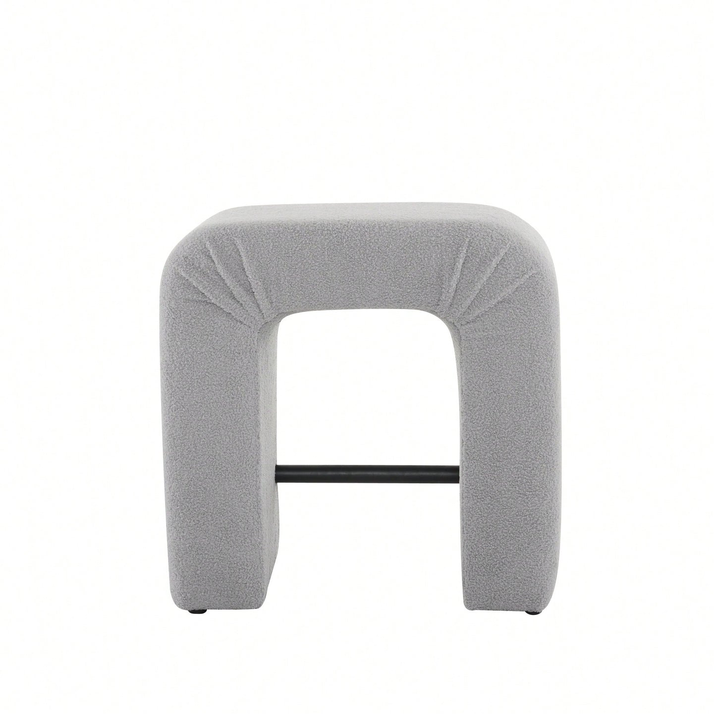 Set Of 2 Cream Boucle Stools For Kitchen Island Dining Chairs 24 Inch Height