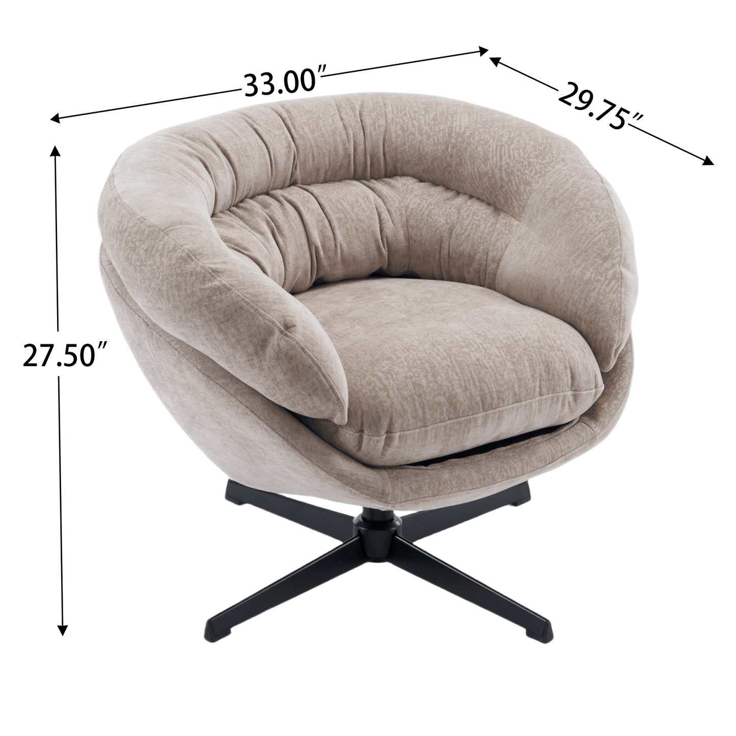Chenille Upholstered 360° Swivel Accent Chair With Removable Cushion For Living Room Bedroom Office Reading Corner In Brown