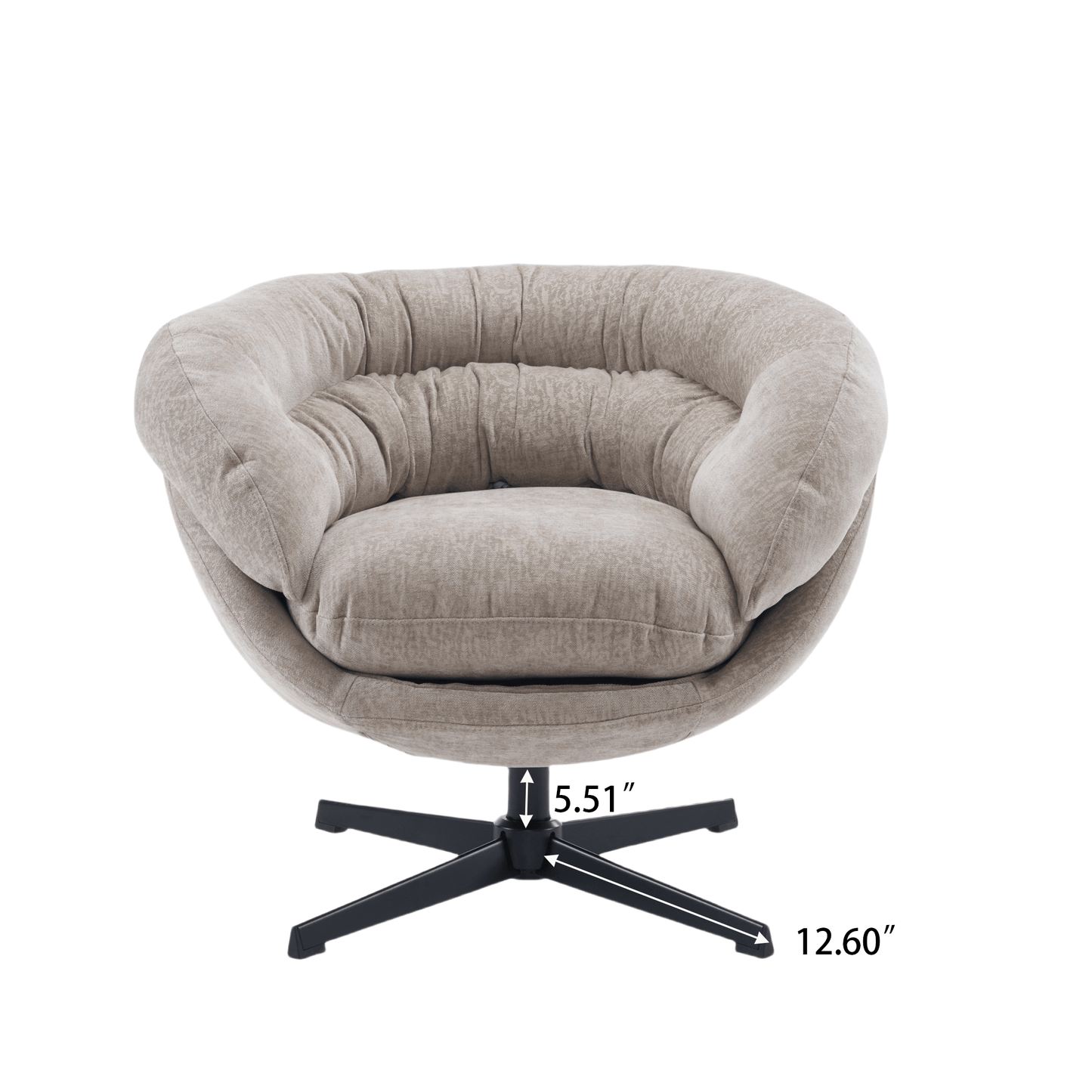 Chenille Upholstered 360° Swivel Accent Chair With Removable Cushion For Living Room Bedroom Office Reading Corner In Brown