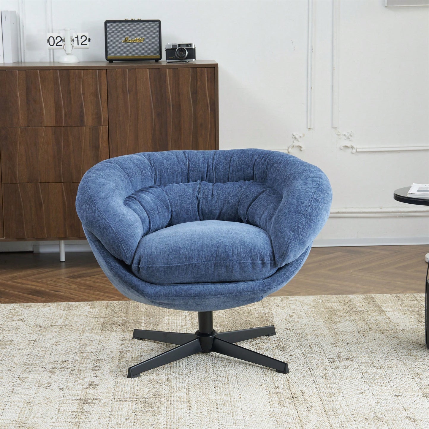 Chenille Upholstered 360° Swivel Accent Chair With Removable Cushion For Living Room Bedroom Office Reading Corner In Brown