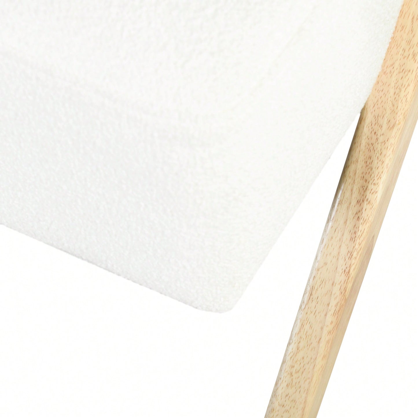 Minimalist White Upholstered Accent Chair With Solid Wood Frame For Living Room Bedroom Or Office