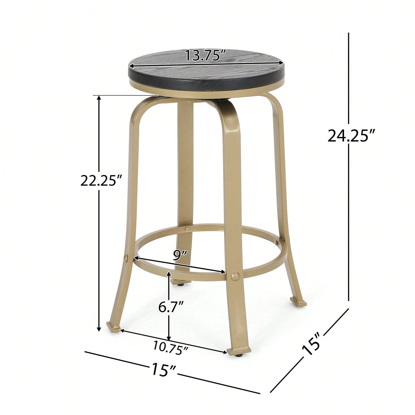 Set Of 2 Modern Counter Stools For Kitchen Island Or Bar Height Seating