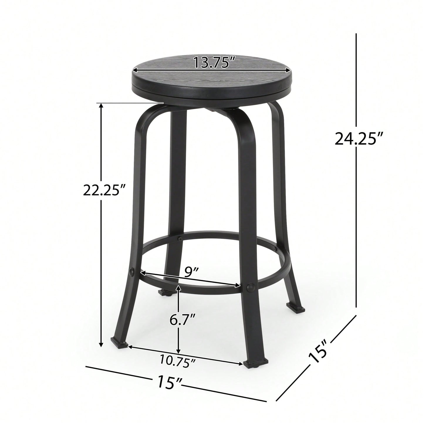 Set Of 2 Modern Counter Stools For Kitchen Island Or Bar Height Seating