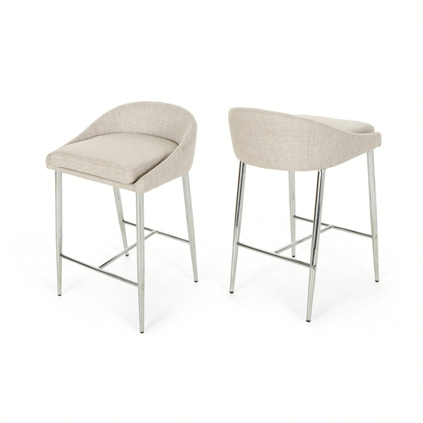 Set Of 2 Modern Counter Stools For Kitchen Island Or Bar Height Seating