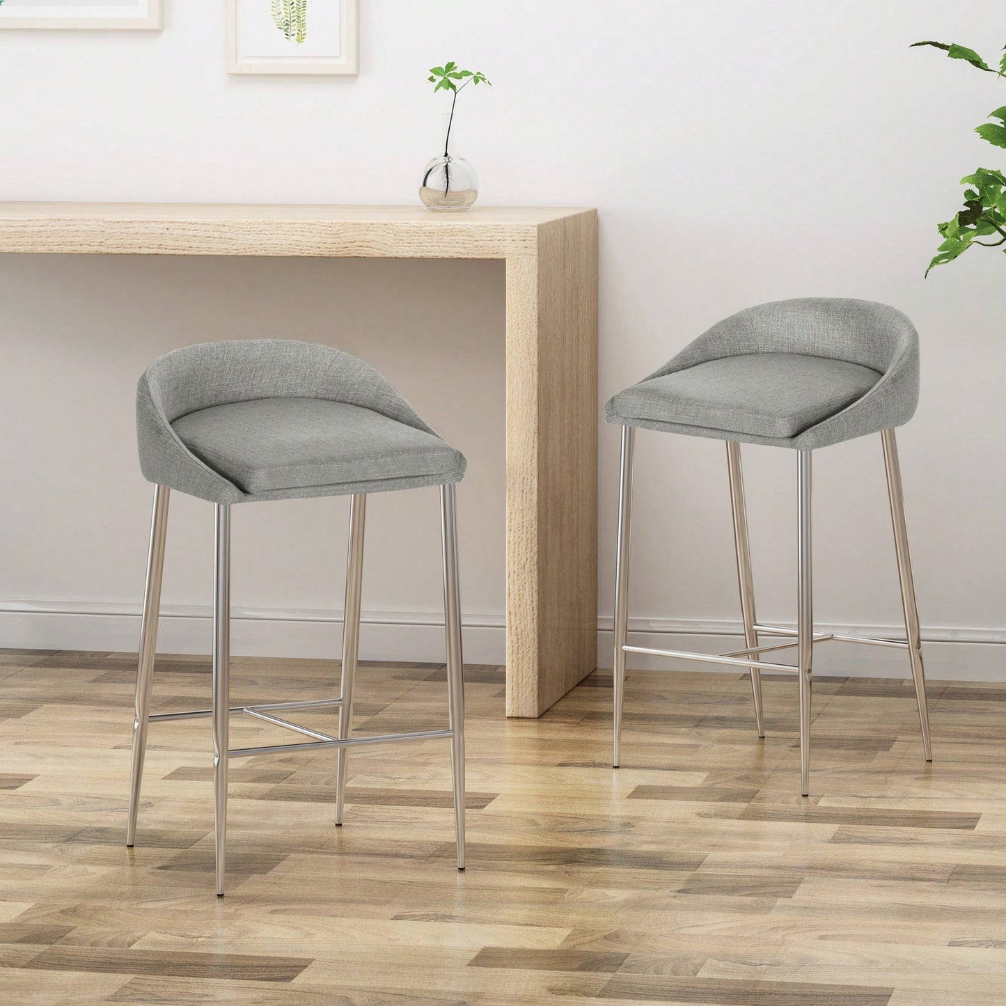 Set Of 2 Modern Counter Stools For Kitchen Island Or Bar Height Seating